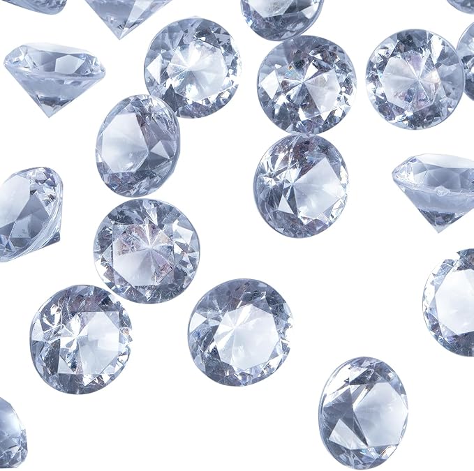 Babenest Acrylic Diamond Fake Gems Vase Filler, 240pcs 3/4 Inch Faux Diamonds Crystals Jewels for Table Scatters Wedding Party Event Arts & Crafts Birthday Decoration Favor (Clear)