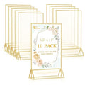 EHWINE 10 Pack 8.5×11 Clear Acrylic Sign Holder with Gold Borders and Vertical Stand, Double Sided Table Menu Holders Picture Frames for Wedding Table Numbers, Restaurant Signs, Photos and Art Display