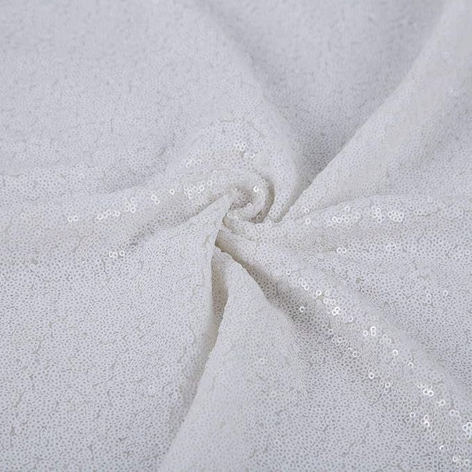 White Sequin Curtains 8FTx8FT - 1 Panel Party Backdrop Glitter for Birthday Wedding