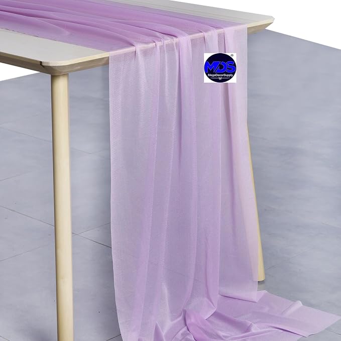 MDS 20 Pack 10ft Chiffon Table Runner 29 x 120 Inches Sheer Wedding Runner Romantic Rustic Table Runner for Wedding Decorations, Birthday Parties, Bridal Shower Party Arch Decor - Orchid