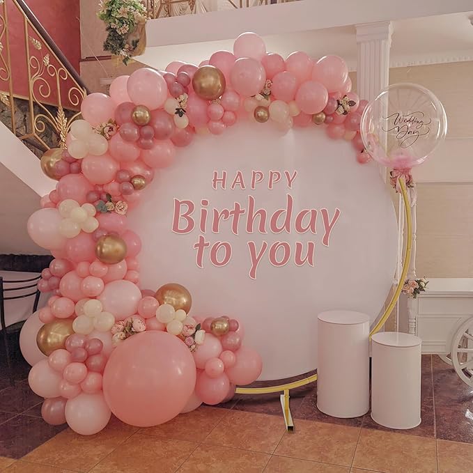 7.2ft Round Backdrop Stand, Stable Balloon Arch Stand, Metal Wedding Arch Backdrop Stand Circle Backdrop Stand Frame for Wedding, Birthday Party, Baby Shower Decoration (Gold)