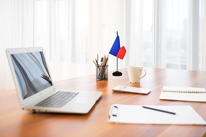 Philippines Filipino Deluxe Desk Flag Set Small Mini Miniature Philippines Filipino Table Desktop Flags With Solid Pole, Black Base and Spear Top(2 Pack)