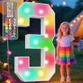 Ledido 4FT Marquee Light Up Numbers, 34 Colors Changing Marquee Numbers 4 Feet Tall with Remote, Big Numbers for Party Wedding Graduation Birthday Decoratoons, Large Light Up Number 3