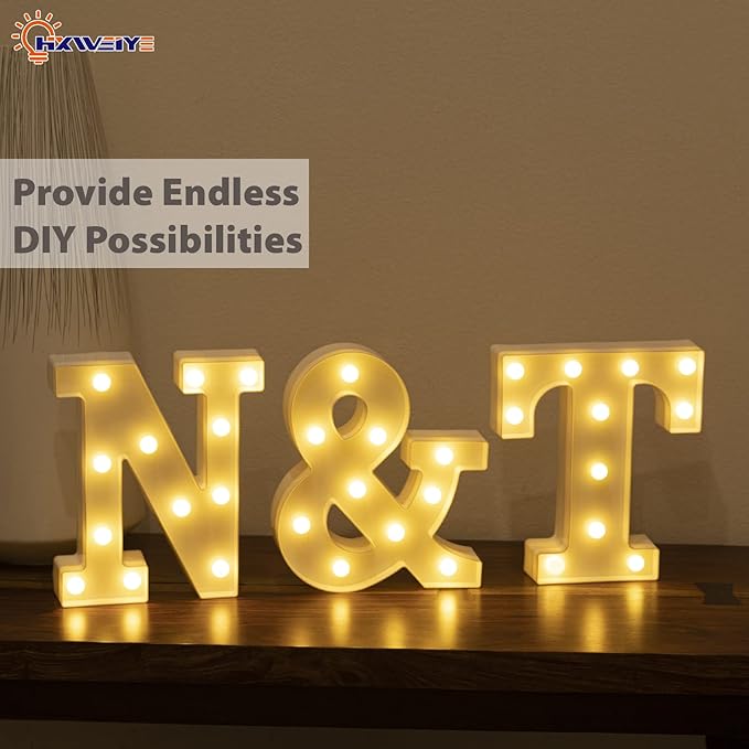 HXWEIYE LED Marquee Letters Lights Sign N, 26 Alphabet 8.57 Inch Light Up Letter and Number 0-9 Number Warm White Led Letters for Bar Party Birthday Home Wedding Décor (9 * 7.6 * 1.8IN)