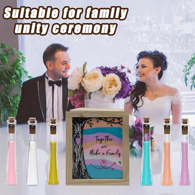 Wedding Unity Sand Ceremony Kit Sand Ceremony Kit for Weddingwith Wood Box 6 Vase 6 Unity for Weddings Bridal Party