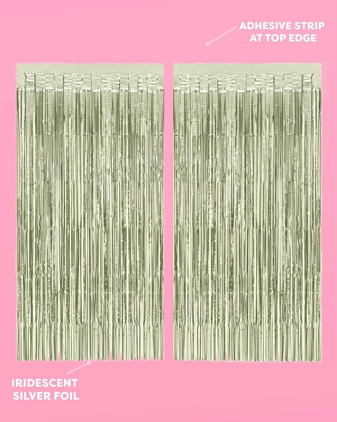 xo, Fetti Party Decorations Sage Green Foil Curtain - Set of 2 | Bachelorette Party Supplies, Cute Birthday Queen Photo Booth, Bach Martini Decor, Bridal Shower Backdrop