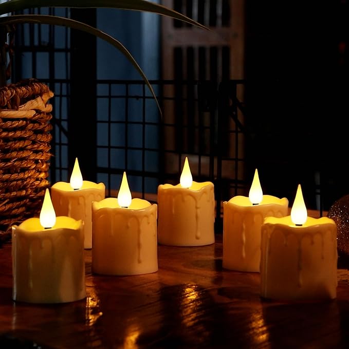 FREEPOWER Rechargeable Flameless LED Votive Candles with Timer Remote - 2'' x 3'' Waterproof Flickering Tealights Candle - Battery Operated Pillar Candles for Wedding, Party and Holiday Decor - 6PCS