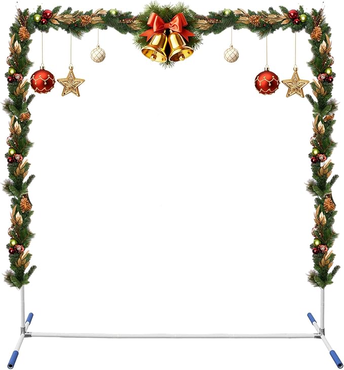 7*6FT Metal Backdrop Stand Commercial Grade, Extra Thick Rustproof Frame for Backdrop/Wedding/Party, Heavy Duty & Portable with Wide Adjustable Legs (White)