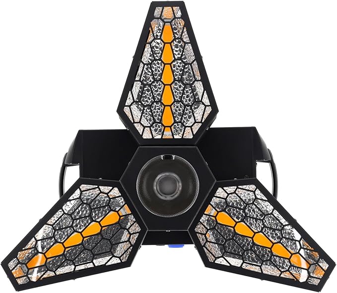 Rockville Leaf Spinner 250W 3-in-1 Rotating DJ Stage Light with Retro Amber RGBW LEDs and 26-Channel DMX Control
