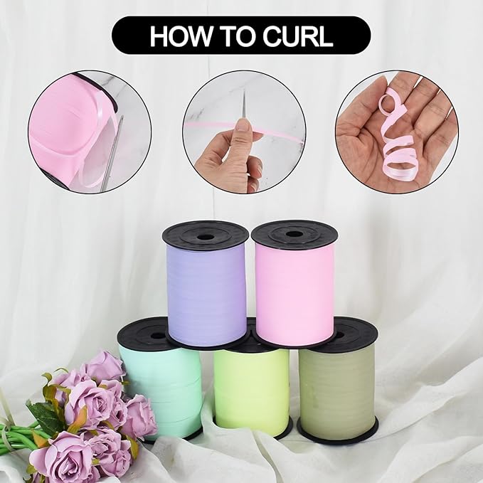 TONIFUL 500 Yards Curling Ribbon-Balloon Ribbon-Balloon String for Art&Craft Decor,Gift Wrapping,Ribbons and Bows for Christmas New Year Birthday Gifts Graduation Supplies (Pastel Purple)