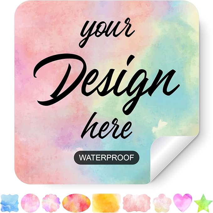 Custom Stickers - Personalized Labels, Customized Stickers with Any Design Image Logo Text, 100 Square 3.5"x3.5" Labels, Watercolor, Vinyl, Outdoor, Custom Style