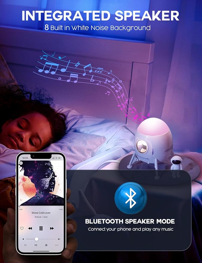 Lumoonosity Astronaut Projector - Aurora Borealis Light Projector for Moon Spacecraft Astronaut Decor - USB Powered Astronaut Space Northern Lights Projector - Space Projector for Bedroom, Game Room