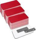 Name Tag/Badge Blanks - 50 Pack - 1-1/2" X 3" (Red) Round Corners, Magnetic Backing