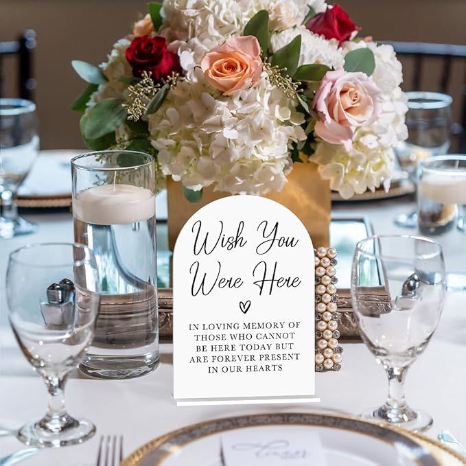 Acrylic Wedding Sign Wedding Signs for Ceremony Wish You Were Here Sign for Wedding Modern Calligraphy Arch Acrylic Table Top Sign for Wedding Reception and Event Party Table(white）