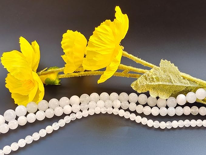 Stone Beads 10mm 60pcs White Jade Beads Round Loose Gemstones Beads for Bracelet Necklace Jewelry Making (10mm, 61018 White Jade)