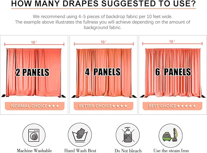 2 Panels Fuchsia Backdrop Curtain, 10 x 7 Feet Background Curtains for Parties, Weddings, Baby Showers, Bachelorette Halloween, Christmas Birthday Party Photoshoot Backdrop Curtains Decorations