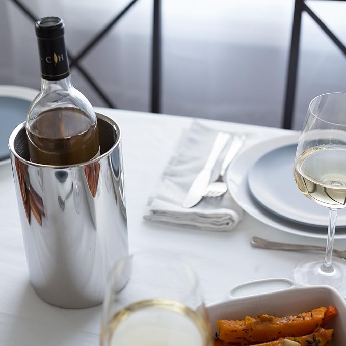 Wine Chiller - Elegant Champagne Bucket, Insulated Bottle Cooler Bucket to Keep Wine and Champagne Chilled without Ice, Fits Any Single Bottle 750 ml