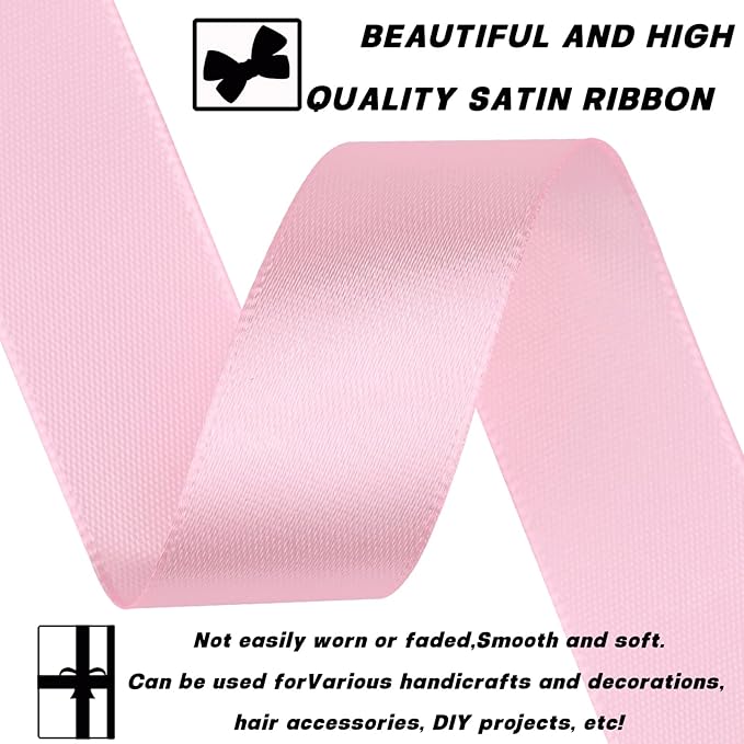 Light Pink 7/8 Inch 30 Yards Satin Craft Ribbon - Single Face Polyester Ribbon for Handmade Roses, Gift Wrapping, Timeless Flower, Bouquets, Wedding and Party Decoration