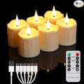 FREEPOWER Rechargeable Flameless LED Votive Candles with Timer Remote - 2'' x 3'' Waterproof Flickering Tealights Candle - Battery Operated Pillar Candles for Wedding, Party and Holiday Decor - 6PCS
