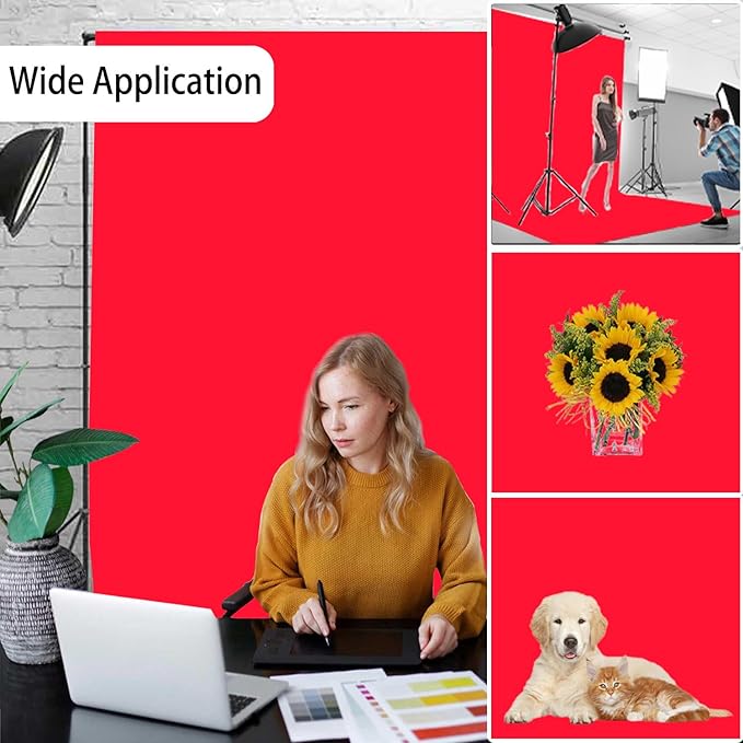 Red Photography Backdrop for Photoshoot, Photo Backdrop Curtain, Perfect Red Backdrops for Party Portrait Photoshoots Video Studio 5FTx7FT