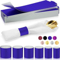 Polymer Material Reusable Napkin Band, Glue-Free Tear-Proof Water Resistant Oil-Proof Napkin Bands Set of 200(Front Blue Color and Back White), 6 Adjustable Sizes Napkin Rings