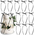 Ephlyn 30Pcs Bow Cupcake Toppers Valentine's Bowknot Ribbons Coquette Bow High Footed Cup Balloon Wall Party Decorations Cake Dessert Picks Birthday Wedding Party Supplies Black