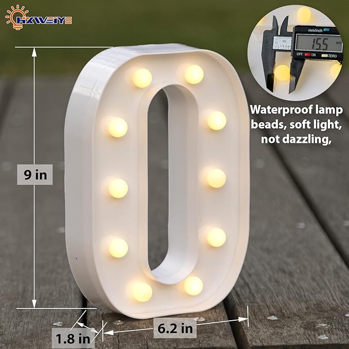 HXWEIYE Light Up Letters LED Marquee Letters Light Sign 26 Alphabet and 10 Number Big Lights Letter for Party Birthday Bar Battery Powered Christmas Decor Letter Lights (Warm White O)