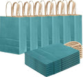 qiqee Slate Blue Gift Bag with Handles Bulk 24Pcs Paper Bags -8.3"x6"x3. 15" Party Favor Bags - Solid Color