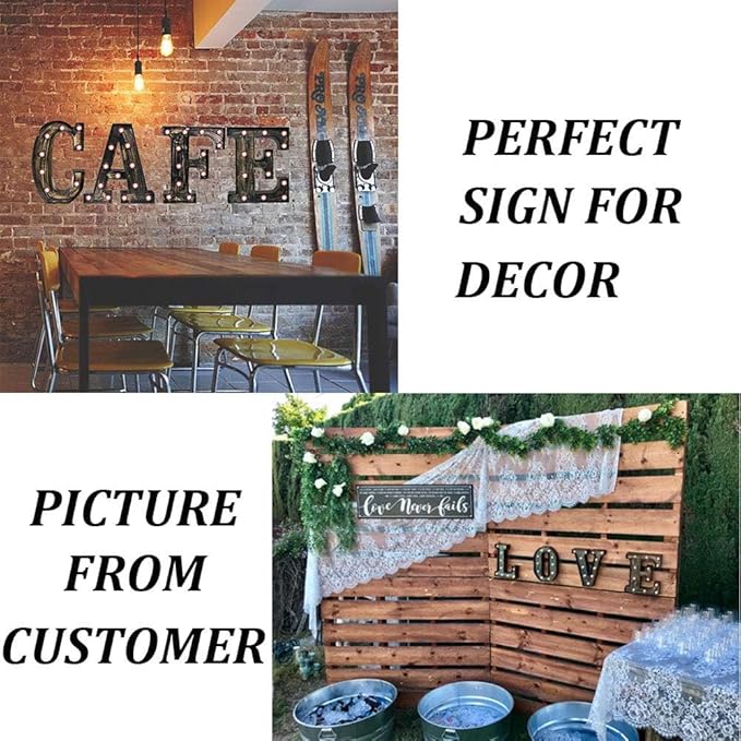 OYCBUZO Golden Black Led Marquee Letter - Industrial, Vintage Style Light Up Alphabet Letter Sign for Cafe Wedding Birthday Party Christmas Lamp Home Bar Initials Decor - O