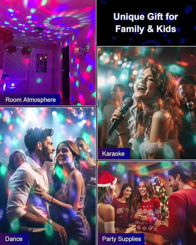 Luditek 2-Pack Sound Activated Party Lights with Remote Control, Disco Ball Light, DJ Strobe Lamp for Home Room Dance Party Supplies White Elephant Gifts Birthday Christmas Halloween Party Decorations