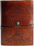 Leather Journal in Brown 7x5 Refillable Lined Paper Tree of Life Handmade writing Notebook Diary Leather Bound Daily Notepad for women and men Writing pad for Artist Sketch