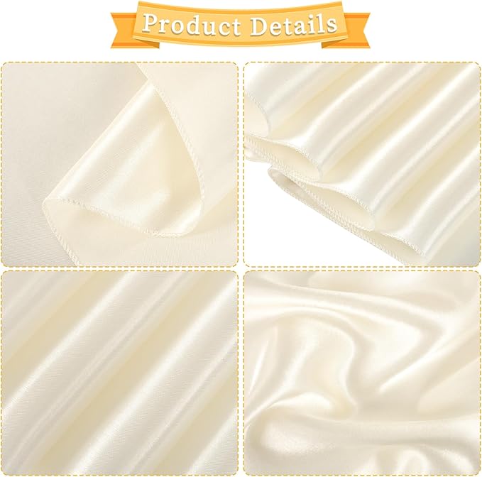 fani 60 PCS Ivory Satin Chair Sashes Bows Universal Chair Cover for Wedding Reception Restaurant Event Decoration Banquet,Party,Hotel Event Decorations (7 x 108 inch)