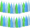 Blue Light Blue and Green Tassel Garland Banner Paper Tassels for Party Decorations,Pack of 15