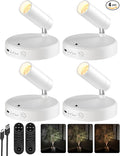EZVALO Spot Lights Indoor,5500mAh Rechargeable Plants Spotlights with Remote,Wireless Mini Art Accent Spot Lights with Timer＆Dimmable, 3CCT, Uplights Indoor for Plants,Display,Artwork(4Pack-White)