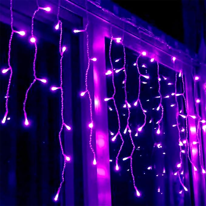 Purple String Lights, 33ft 100 LED 8 Modes Clear Wire Plug in Christmas Easter Tree Decorative Light for Wedding Birthday Party Window Bedroom Hanging Decorations