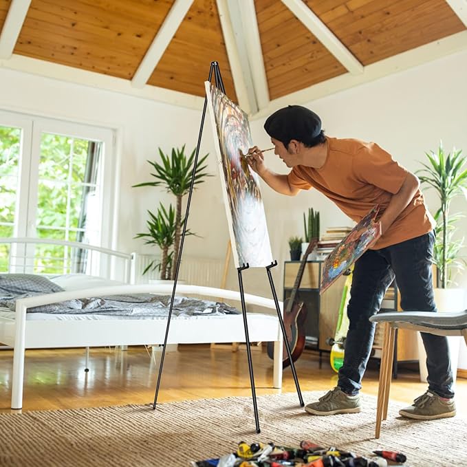 PUJIANG 3 Pack Easel Stand for Display,63" Easels for Playing Pictures, Easels for Signs, Metal Art Easels for Painting, Poster Sign Holder, Floor Display Stand for Wedding Sign with a Carrying Bag