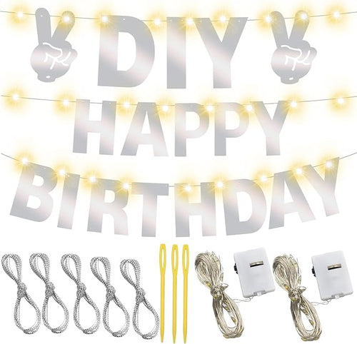 167Pcs DIY Glitter Customizable Banner Kit Happy Birthday Letters Banner Winter Wonderland Banners Snowflakes Personalized Banners Decor Baby Shower Birthday Party Decorations Supplies(Shiny Silver)