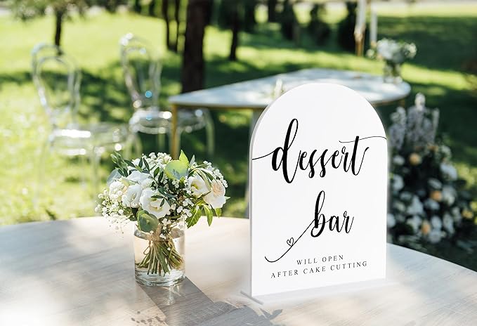Dessert Bar Sign, White Arch Acrylic Wedding Sign, Dessert Table Decor, Wedding Reception Decorations, Bridal Shower Decor, Centerpiece Table Decorations Party for Bride and Groom-10