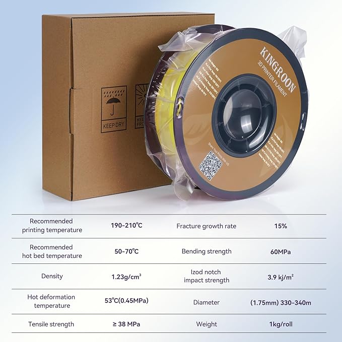 Kingroon PLA Filament 1.75mm 3D Printer Filament Lemon Yellow Pla 1kg Filament Dimensional Accuracy +/- 0.02mm, Fit Most FDM Printer,Lemon Yellow