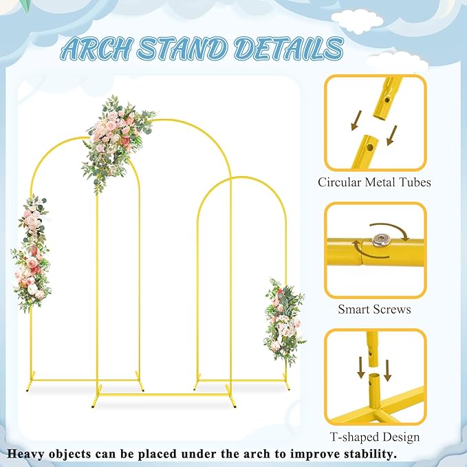 Arch Backdrop Stand and Cover Set of 3 (6FT, 5FT, 4FT) Backdrop Stand for Parties Dusty Blue Arch Covers Stretchy Backdrop Metal Arch Frame Stand for Wedding Graduation Ceremony Birthday Decoration