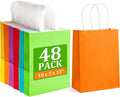 BagDream 48 Pieces 10x5x13 Assorted Gift Bags Rainbow Colors Kraft Paper Party Favor Gift Bags with Handles for Wedding, Baby Shower, Birthday, Gifts, Shopping and Party Supplies