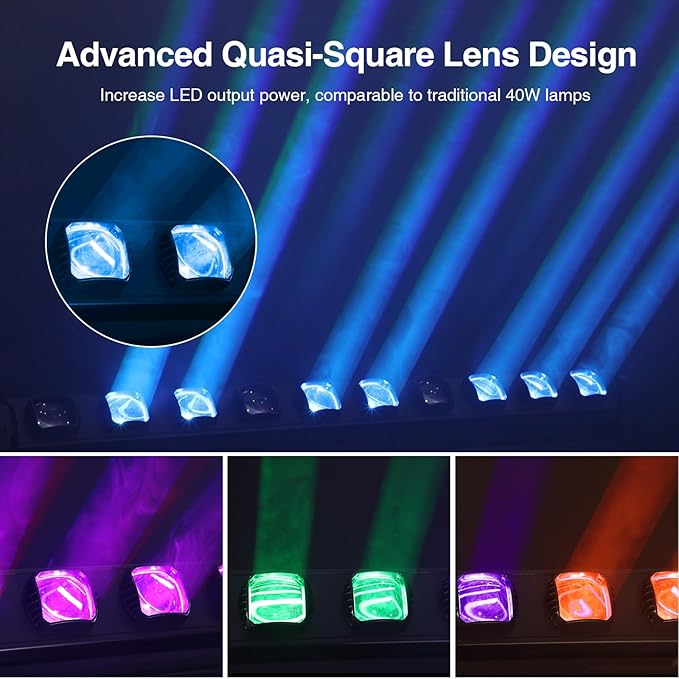 Betopper 10x15w RGBW Moving Beam LED Light Bar,10 Eye Stage Light Strobe Beam Like Spider RGBW 4IN1 DMX 512 & Sound Activated DJ Lighting for Theater KTV Club Ball Disco Event L1015(1)
