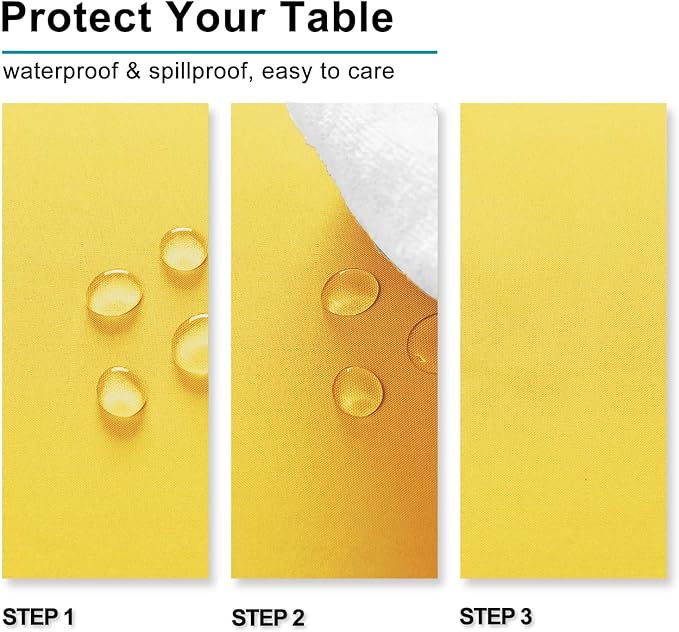 Hiasan Waterproof Tablecloth Rectangle - Washable Fabric Table Cloth for Dining Room Kitchen Birthday Party and Outdoor Use, Yellow, 60 x 140 Inch