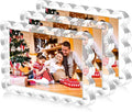 3 Pack Acrylic Picture Frame - 4x6 Magnetic Picture Frames, Double Sided Magnet Frames,10+10mm Thick Block, Clear Frameless Photo Scalloped Freestanding for Desktop Display