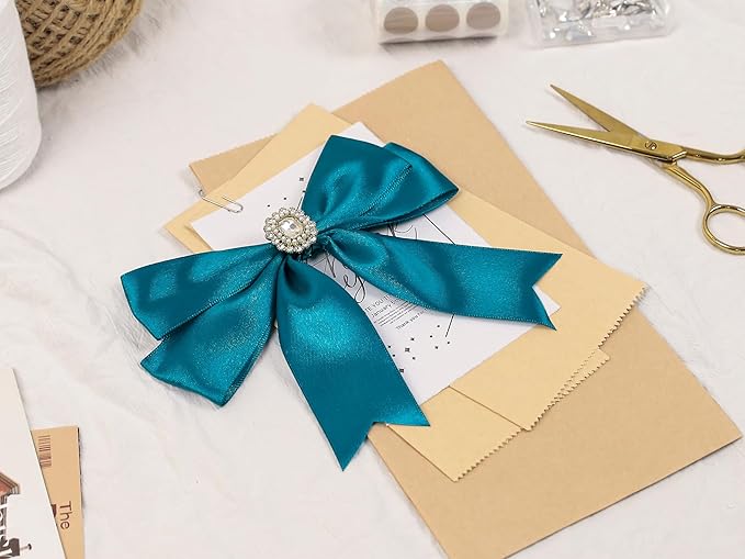 Turquoise Satin Ribbon 1-1/2 inch X Continuous 25 Yards, Single Face Polyester Ribbon Perfect for Gift Wrapping, Flower Bouquet, Wedding Decor, Crafts, Bow Making, Sewing and More