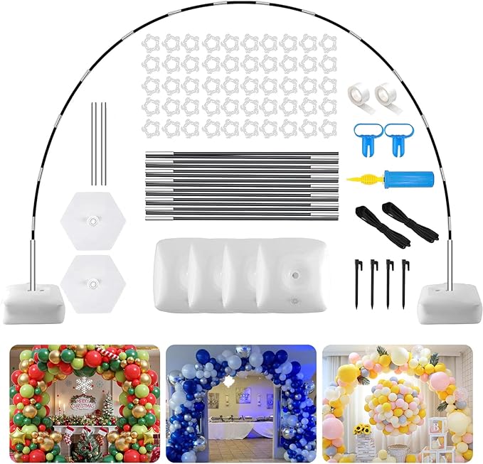 Paready Black Balloon Arch Stand Kit, Adjustable Balloon Arch Stands for Floor Garden Arbors, Balloons Arch Kit with Base Support Backdrop for Birthday Wedding Baby Shower Graduation Arbors Photo