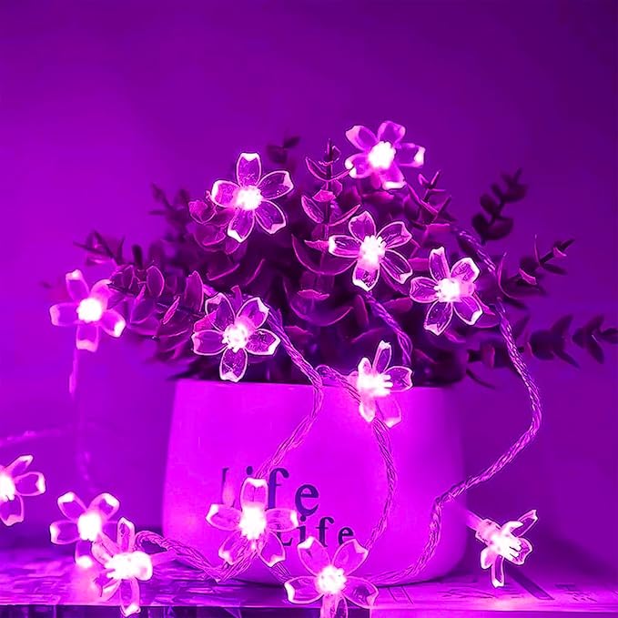 Hot Pink Aesthetic Flower Lights String Indoor Decorations, 33Ft 100 LED Decorative Tree Bedroom Window Hanging Fairy Cherry Blossom Lights for Valentine's Day, Wedding Party, Christmas Decor