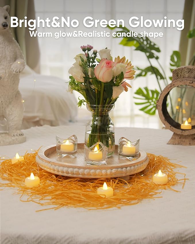 Amagic 24Pack Flameless LED Tea Lights Candles Battery Operated, Electric Fake Tealight Candles for Votive, Halloween, Christmas, Home Decor, Wedding, Table Decor (24Pack)