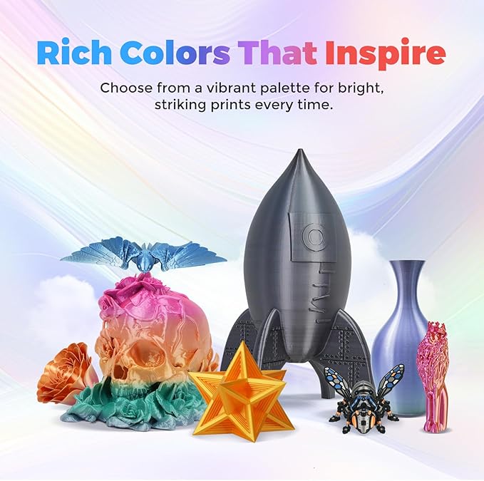 FLASHFORGE Silk Dual Color Filament, Black and Gold 2 in 1 Coextrusion Silk PLA Filament 1.75mm, 3D Printer Filament Color Change 1kg(2.2lbs) Spool, Dimensional Accuracy +/- 0.02mm