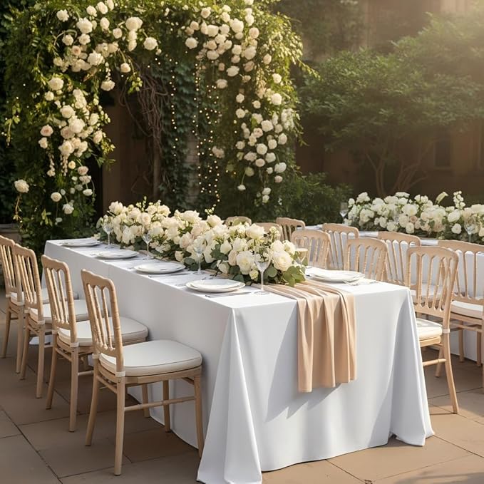 Fitable White Table Clothes for Rectangle Tables, 6 Pack - 90 x 156 Inch - Reusable and Elegant Tablecloths, Polyester Fabric Table Covers for Wedding, Party, Banquet, Formal Events